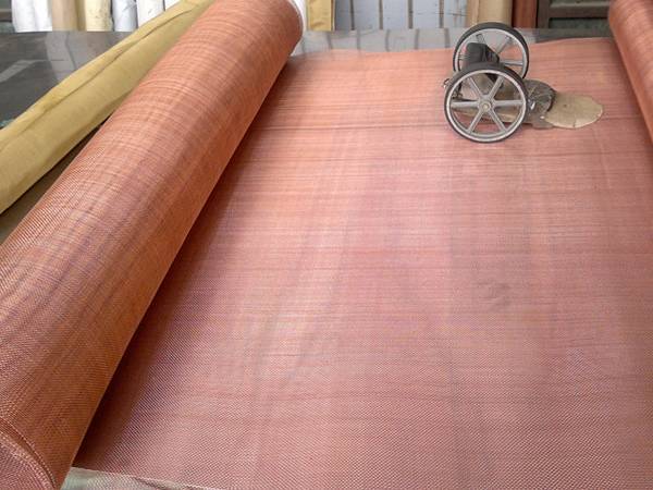 A roll of copper woven mesh.