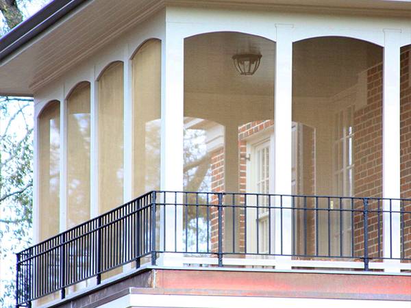 Brass window screen is installed in the villa