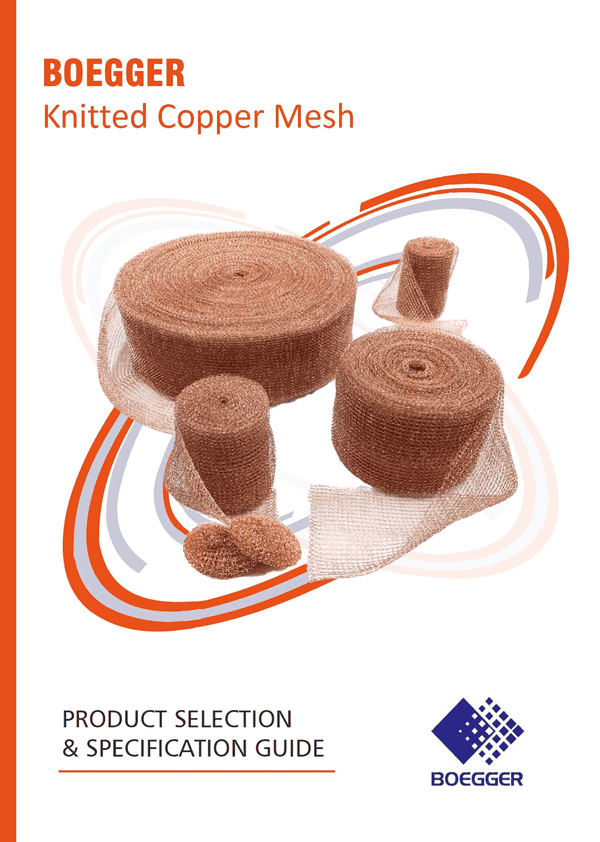 Several rolls of copper knitted mesh on the page.