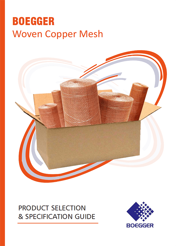 Several rolls of copper woven mesh in the carton.